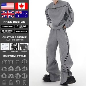 Conjunto de Sudadera y Pantalones Deportivos Personalizados para Hombre, Corte Regular, con Cuello Alto, Traje Deportivo Informal de Dos Piezas para Adolescentes - Product Image 4