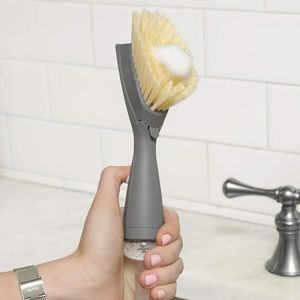 Set di 2 Spazzole per Piatti con Dispenser di Schiuma Grigie, Ricaricabili, per Pulizia della Cucina - Product Image 3