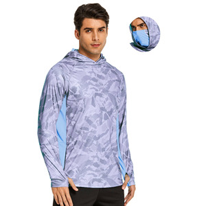 Camisa de pesca transpirable de manga larga con capucha y máscara facial, ligera, de secado rápido, ropa deportiva para exteriores para hombre a bajo precio. - Product Image 1