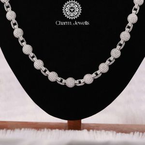 สร้อยคอ Charm_Jewells แบบ unisex ประดับเพชรโมอิสซาไนต์ทรง Brilliant Cut พร้อมสายแบบ Ball Chain เงินแท้ 925 ชุบทอง 14K สไตล์หรูหรา ฮิปฮอป ได้รับการรับรองจาก IGI - Product Image 3