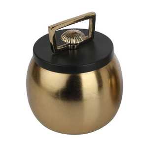Tapa y asa para tazón negra y dorada de 4 pulgadas de diámetro, recipiente hermético de diseño minimalista para regalo. - Product Image 2