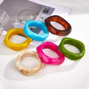 Brazalete de Resina de Mármol Blanco, Brazalete Acrílico para Mujer, Turquesa Sólida, Joyería de Moda Geométrica Redonda, Accesorio para la Muñeca - Product Image 3