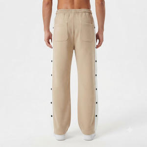 OEM ODM Men Embroidery Side Button <b>Fleece</b> <b>Jogger</b> Sweatpants Premium 100% Cotton <b>Fleece</b> Streetwear Loose Fit Men's Sweat Pants - Product Image 2