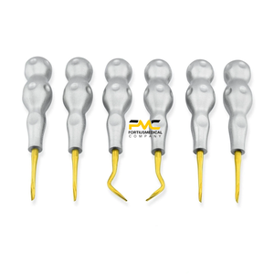 Ensemble de six élévateurs dentaires à pointe torsadée pour l'extraction luxante des dents, pour des interventions chirurgicales précises et atraumatiques - Product Image 1
