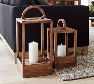Modern Wooden Glass Hurricane Candle Holder <b>Lantern</b> <b>Set</b> Decorative Tabletop Candle <b>Lanterns</b> Home Decor Decorative candle holder - Product Image 6