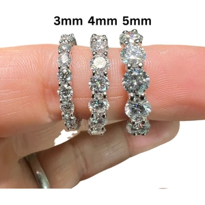 High Quality Moissanite Jewelry 925 Sterling <b>Silver</b> White VVS Round Brilliant Cut Moissanite Full <b>Eternity</b> Band <b>Ring</b> - Product Image 3