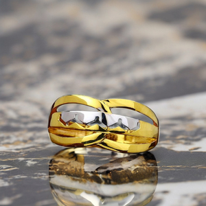 Elegant Two-Tone Gold Interwoven Band <b>Ring</b> | Modern <b>Mens</b> & Womens Daily Wear Jewellery - Product Image 2