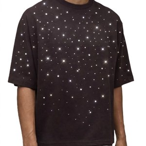 Summer All Over <b>Top</b> <b>Rhinestone</b> T Shirt Custom Men Crewneck Clothing Streetwear 100% 250 GSM T Shirt For Men - Product Image 4
