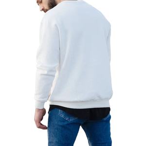 POWER PUNCH Elastic Waist <b>Men's</b> Basic Oversized <b>White</b> <b>Sweatshirt</b>-Breathable & Eco-Friendly Polyester/Cotton - Product Image 4