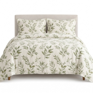 Parure de lit en polyester/coton tissé blanc, écologique et de qualité supérieure, pour lits King Size - Product Image 1