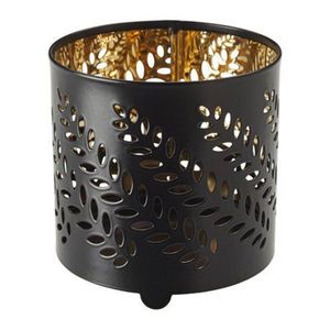 Support de bougie chauffe-plat en métal découpé floral noir pour décoration de table de mariage, résistant à la chaleur, en fer, pour restaurant - Product Image 1
