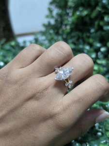 Anillo de Lujo con Diamante Cultivado en Laboratorio, Corte Marquesa, Oro Amarillo de 14 Quilates, Chapado en Rodio, Certificado IGI, para Compromiso, Boda - Product Image 5