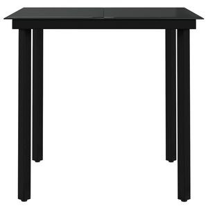 Ensemble de salle à manger de jardin en rotin PE noir et acier thermolaqué avec plateau en verre - Product Image 6