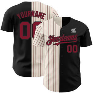 Camiseta de Béisbol Personalizada con Rayas Degradadas Negras para Hombre, Uniforme de Equipo con Botones, Antibacteriana, Transpirable, de Poliéster - Product Image 3