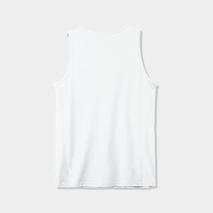 Men's <b>White</b> Cotton Breathable <b>Tank</b> <b>Top</b> O-Neck Casual Solid Color Knitted Sleeveless Shirt 100g - Product Image 4
