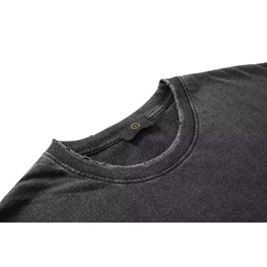 T-shirt tricoté streetwear pour homme, 100% Coton, Manches courtes, Col rond, Coupe classique, Imprimé par transfert thermique, Uni, Anti-rétrécissement, 220g - Product Image 4
