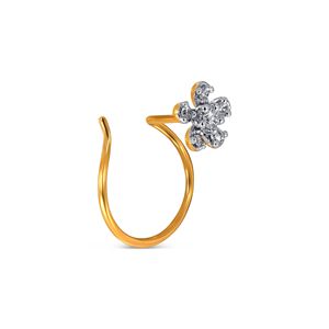 GLEAMORA ENTERPRISE Flower Shape Brilliant Cut Lab Grown Diamond Certified <b>Nose</b> Pin 14K Yellow <b>Gold</b> Plated Luxury <b>Stud</b> Women's - Product Image 2