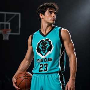 Conjunto de Uniforme de Baloncesto Sublimado Personalizado para Club, Unisex, Sin Mangas, Cuello en V, 100% Poliéster, Transpirable, Ajuste Atlético, Cintura Elástica - Product Image 1