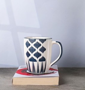 Ensemble de tasses à café en céramique à motif marocain élégant, finition brillante, construction durable, poignée confortable, parfait pour le thé, le café, la maison, un cadeau - Product Image 2
