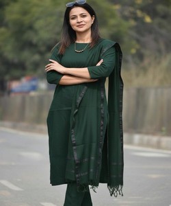 NOUVELLE ARRIVÉE - Ensemble haut et bas en coton uni style romain avec dupatta - Vêtement ethnique de créateur, idéal pour le quotidien - Prix de gros - Dernière collection - Vert - Product Image 3