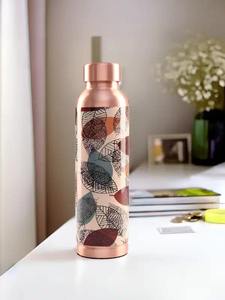 Ensemble de bouteilles d'eau en cuivre à imprimé floral, vaisselle décorative avec deux tasses, réutilisable, cadeau, collection pour le bureau, la maison et la table - Product Image 2