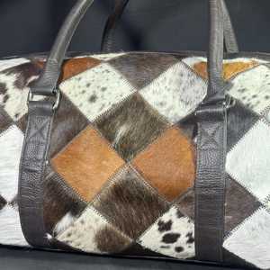 Sac de voyage en cuir véritable, sac de week-end, fermeture éclair, portable, léger, vintage, 36-55L, multifonction, unisexe - Product Image 3