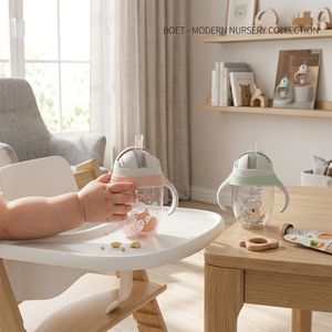 Bouteille d'eau transparente en Tritan pour enfants OEM ODM 260ml 360ml avec couvercle à paille anti-fuite, tasse d'apprentissage, fabricant d'usine au Vietnam - Product Image 3