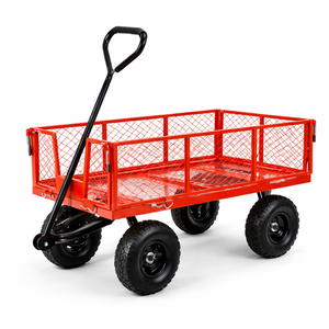 Chariot de jardin en acier robuste à capacité de 600 lb, côtés amovibles pliables, pneus pneumatiques de 10 pouces, chariot utilitaire noir ODGGAD013 - Product Image 5