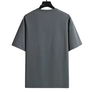 เสื้อยืดผู้ชายผ้าฝ้ายเรียบแบบขายส่ง พิมพ์โลโก้ตามสั่ง สีดำ สีขาว เสื้อยืดพื้นฐานลำลอง - Product Image 1