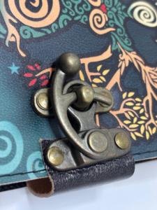 Handmade Embossed Leather Journal <b>with</b> Tree Design, Antique Metal <b>Lock</b>, Deckle Edge Paper and Rustic Artisan Bound Cover - Product Image 4