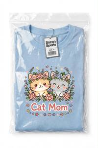 Camiseta de Manga Corta Ligera para Mujer, Cuello Redondo, con Estampado Gráfico de Gato y Flores, Informal, de Verano, Tejida - Product Image 6