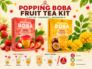 Kit de thé aux fruits instantané Madam Hong Popping Boba, boîte de 3 paquets avec saveurs de fruit de la passion et de mangue - Product Image 3