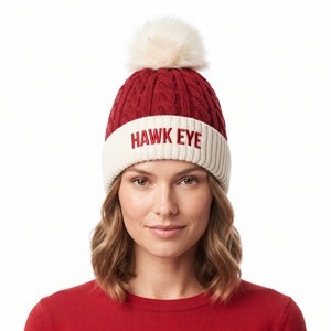 Gorro de Punto Trenzado de Dos Tonos con Pompón, Personalizado al por Mayor, Gorro de Invierno Unisex, Moda, OEM, ODM - Product Image 4