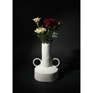 Nordic Minimalist Matte Black Ceramic <b>Vase</b> With <b>Ribbed</b> Texture Modern Desktop Flower Pot For Luxury Home and Office Centerpiece - Product Image 5