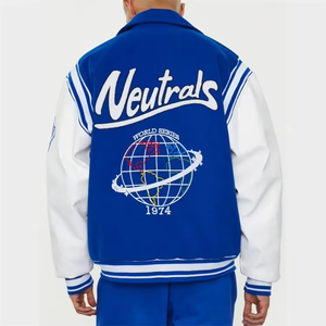 Wholesale Custom Baseball Letterman Men Embroidery Winter Varsity Jacket <b>Canvas</b> Front High Quality Fleece Lined - Product Image 6
