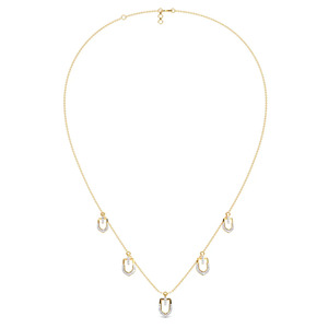 สร้อยคอ Five Charm Shield Diamond Station ดีไซน์ทรงเรขาคณิตแบบลอยตัว - Product Image 5