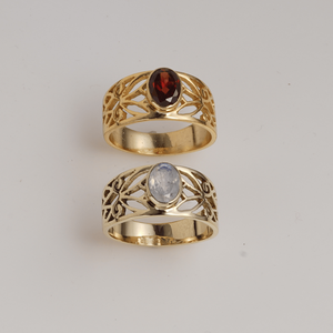 Garnet Filigree <b>Statement</b> <b>Ring</b> Gold Plated Brass Handmade Oval Red Gemstone <b>Ring</b> Elegant Designer <b>Ring</b> For Women - Product Image 2