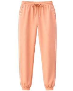 Ensemble de survêtement pour femme personnalisé couleur pêche, veste zippée et pantalon de jogging, tenue de sport décontractée deux pièces avec bordure contrastante blanche - Product Image 2