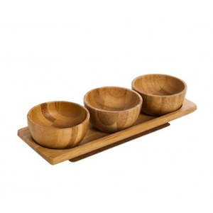 <b>Condiment</b> Set of 3 with Rectangular <b>Tray</b> Eco-Friendly Dipping Bowls for Appetizers Snacks and Sauces Wooden Tableware for Home - Product Image 6