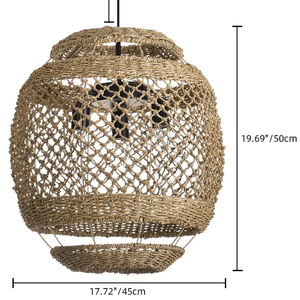 Rustic Handwoven <b>Rope</b> Pendant <b>Light</b> Vintage Woven Rattan Chandelier Hanging Lamp Made in Vietnam - Product Image 2