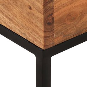Tavolino in Legno Massello di Acacia con Comodino in Ferro Verniciato a Polvere - Product Image 3