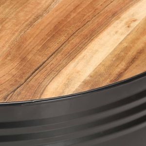 Table basse ronde moyenne en bois d'acacia massif, couleur noire - Product Image 4