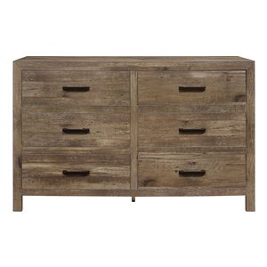 Comò in Stile Rustico a 6 Cassetti con Finitura in Pino Invecchiato, Mobile per Camera da Letto in Legno - Product Image 1