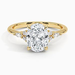 Bague de fiançailles fantaisie en or jaune à taille ovale avec moissanite, style mignon pour femme - Product Image 5