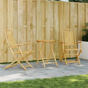 Ensemble bistrot pliable 2 places en bambou naturel pour jardin - Product Image 1