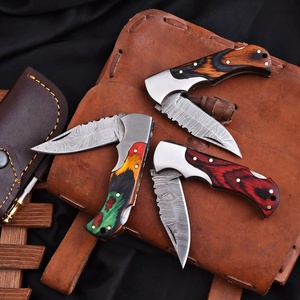 Couteau pliant à pointe droite en acier Damas, manche en bois fait main, couteau de poche EDC pour l'extérieur, personnalisable OEM, vente en gros - Product Image 6