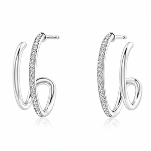 Pendientes de Aro Abierto con Diamantes Redondos Cultivados en Laboratorio en Oro de 10K, 14K, 18K y Plata 925, 935 - Product Image 3