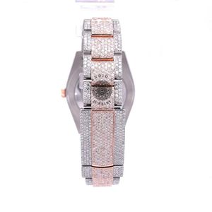 Reloj de Lujo para Hombre con Diamantes, Correa de Moissanita Plateada, Cristal de Zafiro, Movimiento Analógico de Cuarzo ETA, Caja con Cierre Oculto, 15 mm, Resistente al Agua 10 m - Product Image 6