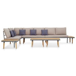Set Lounge da Giardino in Legno Massello di Acacia Marrone e Grigio con Acciaio e Poliestere, Arredamento da Esterno Resistente - Product Image 1