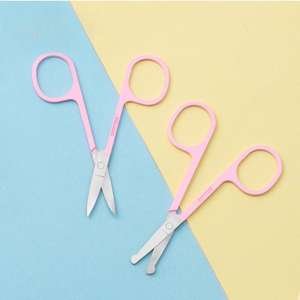 Ciseaux de beauté sûrs à lame droite en acier inoxydable avec logo personnalisé, manche en plastique, pour la coupe des sourcils et des cils, par ANAAIF - Product Image 4